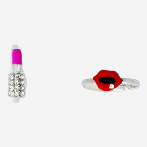 Lip- and Lipstick-Shaped Adjustable Rings - 2 pcs - Image 2