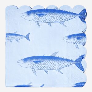 Maritime napkins with fish - 16 pcs - Image 1