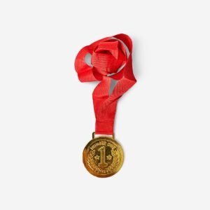 Gold Medal with Red Ribbon