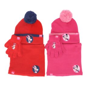 Minnie Mouse Hat, Snood and Gloves - Pink / Red - Image 1
