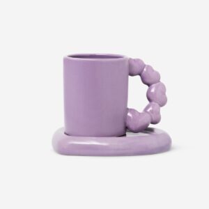 Mug with bubble handle and heart shaped saucer - 300 ml - Image 1