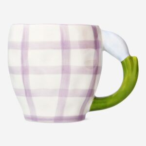 Mug with flower handle and checks - 450 ml - Image 2