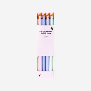 Multi-coloured gel ink pens with parrot topper - 4 pcs