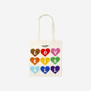 Multi coloured hearts tote bag