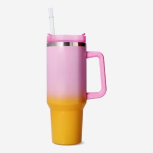 Multi coloured tumbler with lid and straw - Image 2