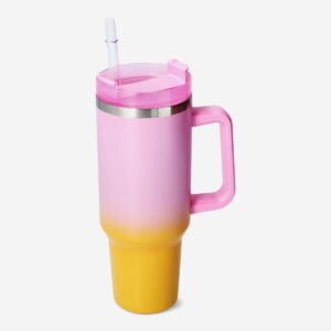 Multi coloured tumbler with lid and straw - Image 1