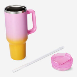 Multi coloured tumbler with lid and straw - Image 3