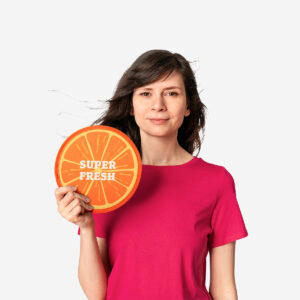 Round foldable fan - Orange - Image 1