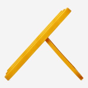 Orange standing mirror with wavy edge design - Image 3