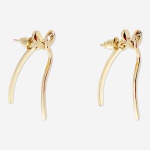 Oversized gold bow earrings - 2 pcs - Image 1