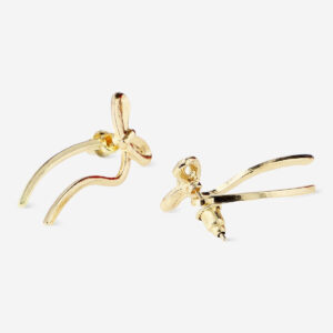 Oversized gold bow earrings - 2 pcs - Image 3