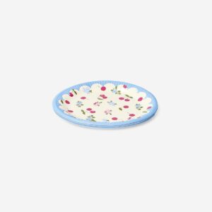 Paper plate with cherries and flowers - 8 pcs