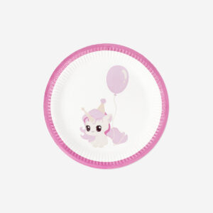 Paper plates with birthday print - 8 pcs - Image 1