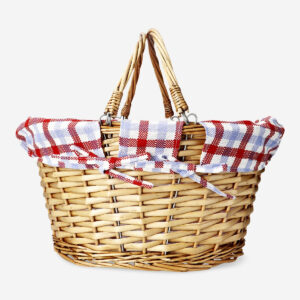 Picnic basket with checkered fabric - Image 3