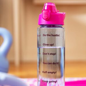 Pink and blue drinking bottle with text - 1 L - Image 3
