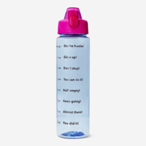 Pink and blue drinking bottle with text - 1 L - Image 1