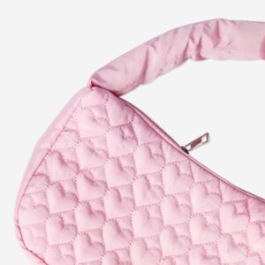 Pink bag with quilted hearts - Image 3