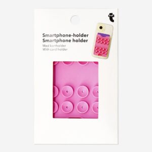 Pink cardholder for phone with suction pads