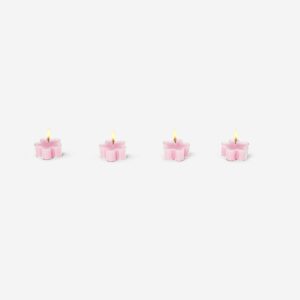Pink flower tea lights - 4 pcs - Image 3