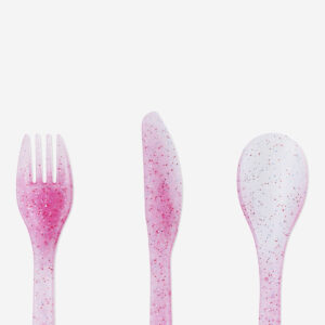 Pink plastic cutlery set - 6 pcs - Image 3