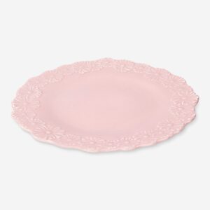 Pink plate with embossed flowers