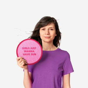Round foldable fan - Pink - Image 1