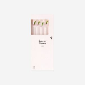 Reusable glass straws with embossed cherries - 4 pcs