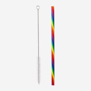Rainbow straws with cleaning brush - 8 pcs - Image 2