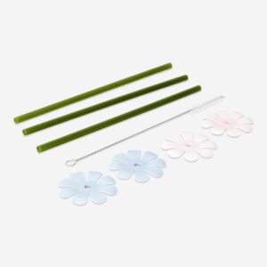 Reusable straws with cherry blossom clips - 4 pcs - Image 3