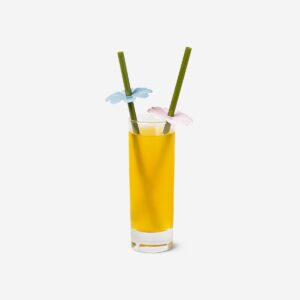 Reusable straws with cherry blossom clips - 4 pcs - Image 1