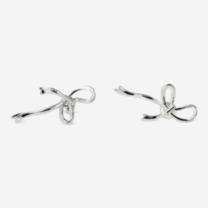 Silver bow earrings - 2 pcs - Image 1