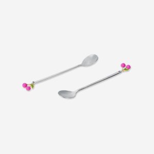 Silver dessert spoons with cherries - 2 pcs - Image 3