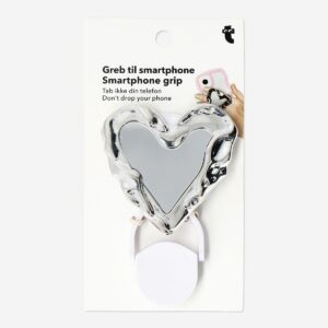 Silver heart pop out grip for phone - Image 2