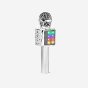 Silver karaoke microphone