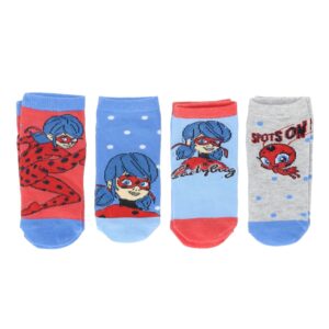 Miraculous Ladybug 4 Pack Sneaker Socks - Blue / Red - Image 3