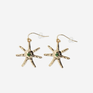 Star shaped earrings with coloured stone - Image 2