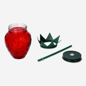 Strawberry cup with lid and straw - Image 3