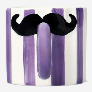 Striped mug with moustache - 350 ml - Image 1