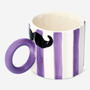 Striped mug with moustache - 350 ml - Image 2