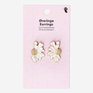 Stud earrings with gold flower - 2 pcs - Image 2