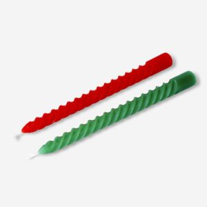 Twisted Dinner Candles in Red and Green - 4 pcs - Image 3