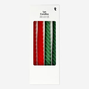 Twisted Dinner Candles in Red and Green - 4 pcs - Image 1