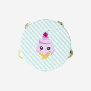 Wooden tambourine with ice cream icon