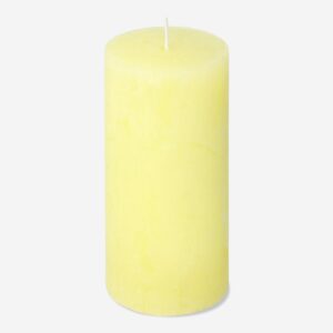 Yellow Rustic Pillar Candle - 12 cm - Image 1