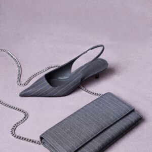 Kittie Heel And Juliana Bag Gray Pinstripe Bundle
