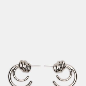 Knot Hoop Earrings Silver - Image 1
