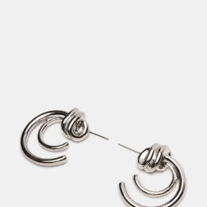 Knot Hoop Earrings Silver - Image 2