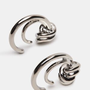 Knot Hoop Earrings Silver - Image 3