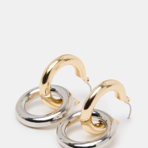 Two-tone Hoop Earrings Silver Multi - Image 3