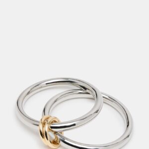 Two-tone Bangle Bracelet Silver Multi - Image 3